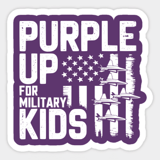 Purple Up For Military Kids Support Military Child Month Patriotic Flag Sticker